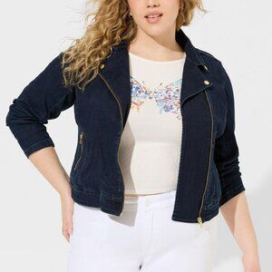 Torrid Denim Vintage Stretch Moto Jacket 2X NWT